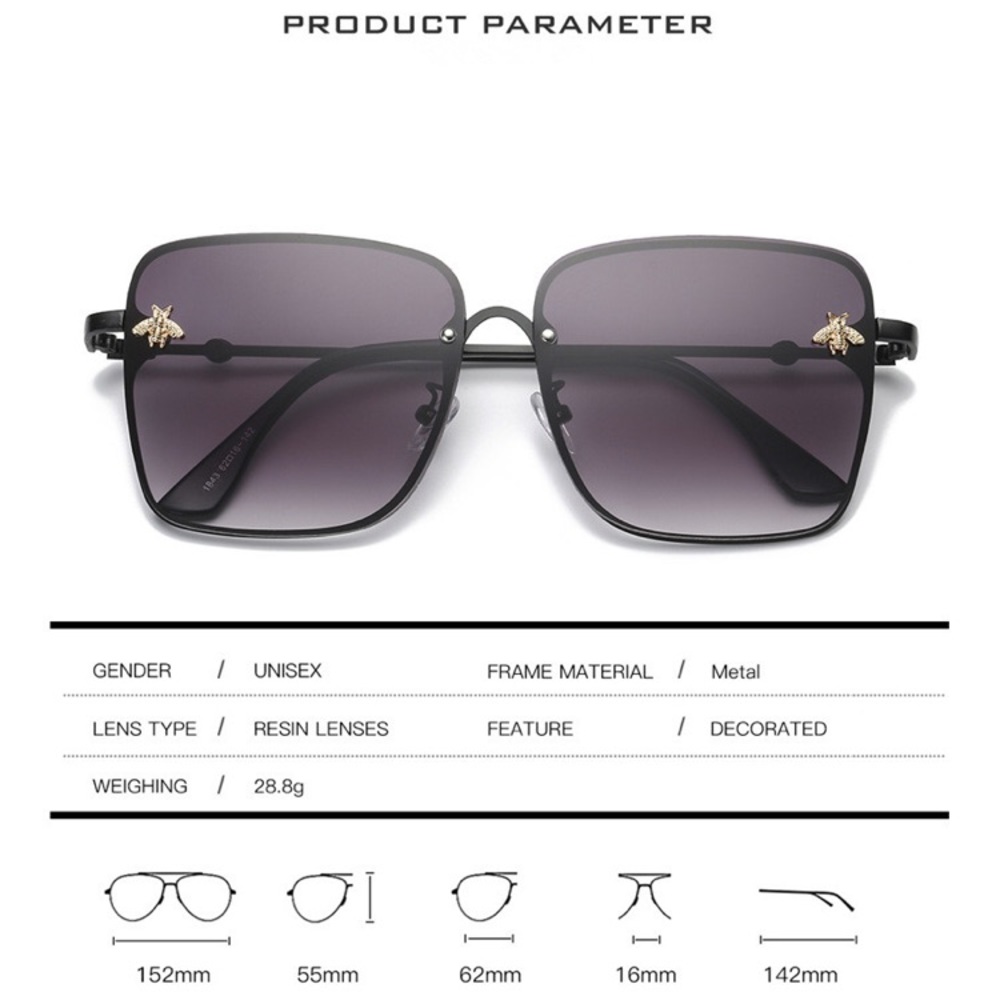 NEW BEE Oversized BLACK Sunglasses - Picture 3 of 9